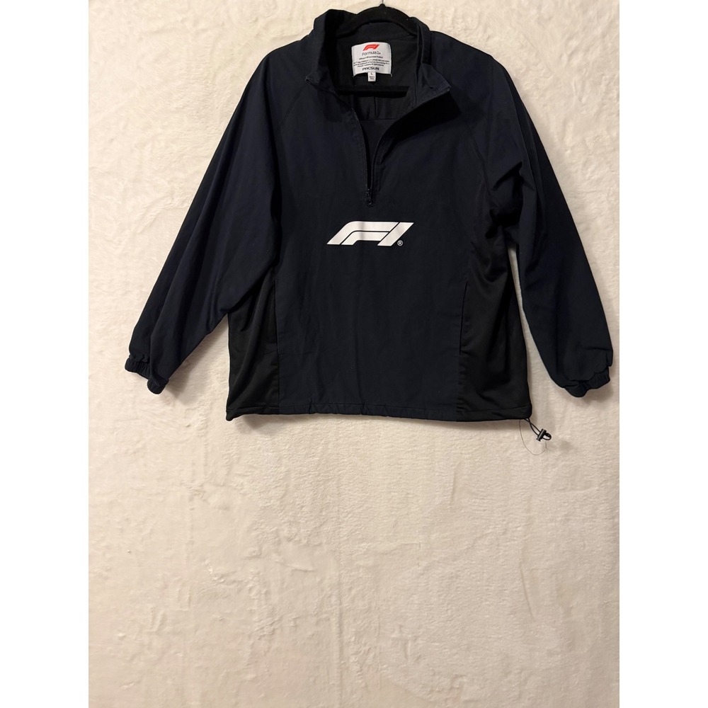 PacSun Formula 1 F1 Mens Large 1/4 Zip Windbreaker Jacket Black Racing Pullover